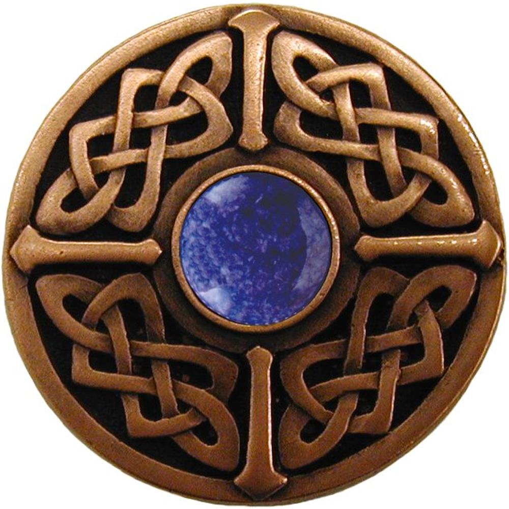 Notting Hill NHK-158-AC-BS Celtic Jewel Knob Antique Copper/Blue Sodalite natural stone